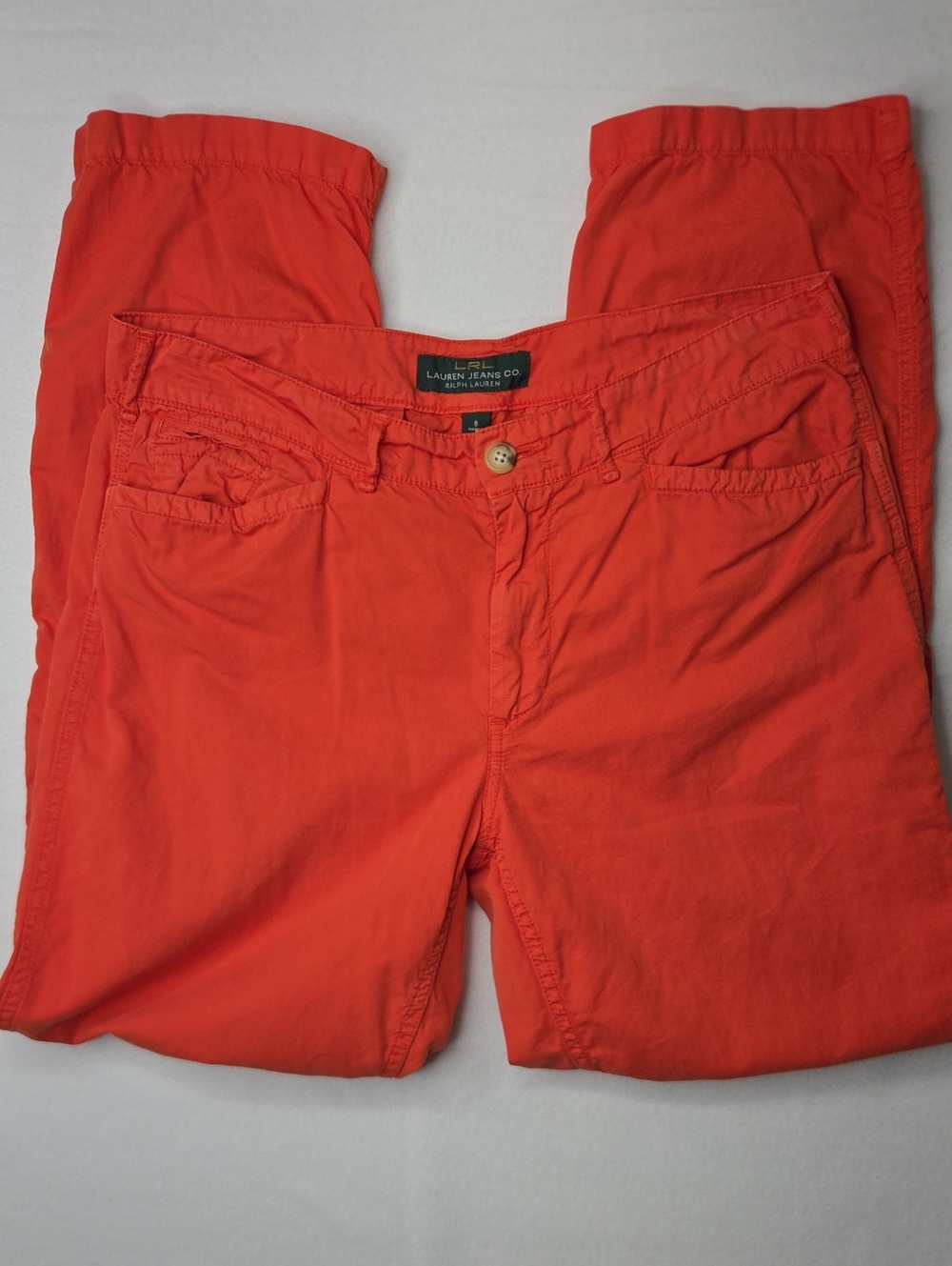 Lauren Ralph Lauren Women's Orange Preppy Chino Trousers Size 8